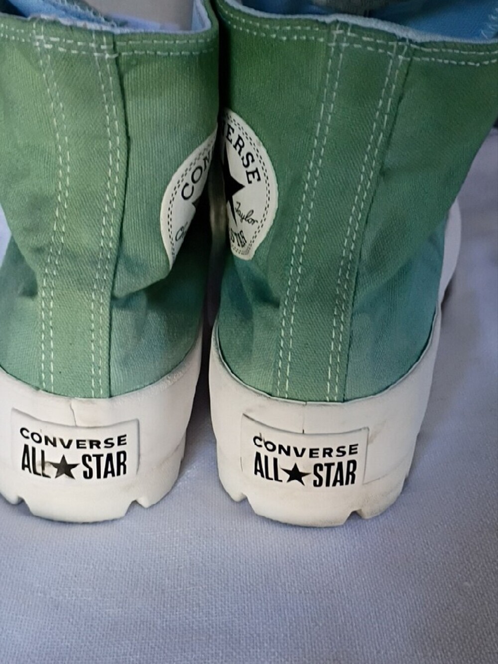 Converse Women's Chuck Taylor High Top Sneakers in Mint Green & Blue Size 7 - Picture 8 of 15
